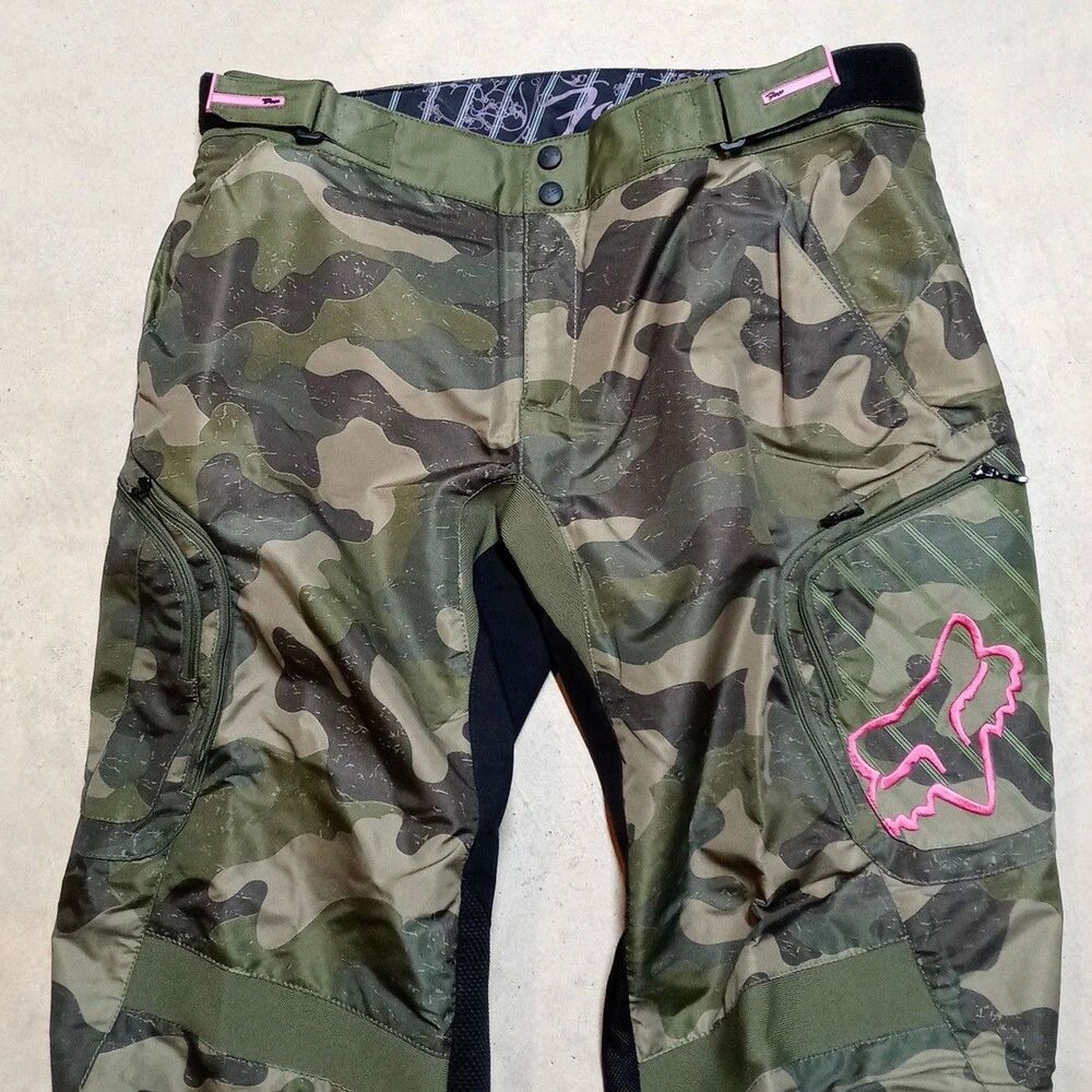 Fox Dakota Women’s Camo Motocross Racing Pants Size 11/12 Green Pink - Picture 2 of 11